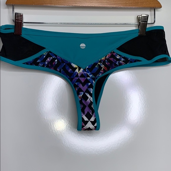 NWOTs SOLE EAST Teal Mesh Multi Cheeky Swim Bikini - Picture 4 of 8